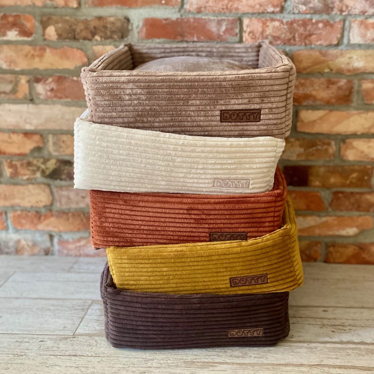 CUBE kwadratowe legowisko dla psa DOTTY - kolor kremowy sztruks