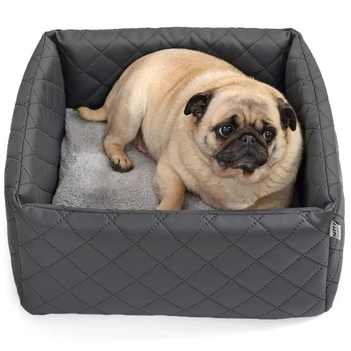 Fotelik samochodowy dla psa z miękką poduszką obszytą kocykiem