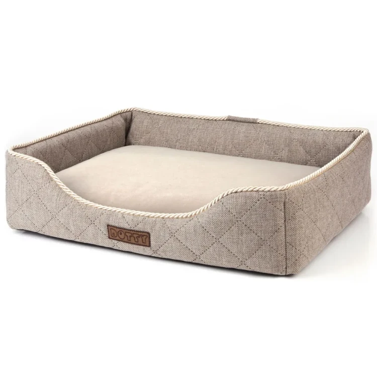 Legowisko dla kota DOTTY prostokątne posłanie - pikowane jasny brąz - rozmiar L (70x55)