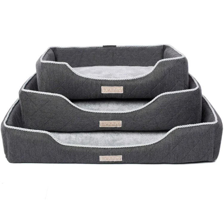 Legowisko dla kota DOTTY prostokątne posłanie - pikowane grafitowe