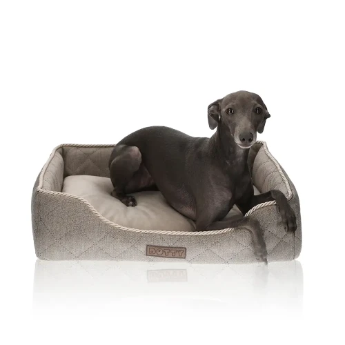 Legowisko dla psa DOTTY prostokątne posłanie - pikowane jasny brąz - rozmiar XS