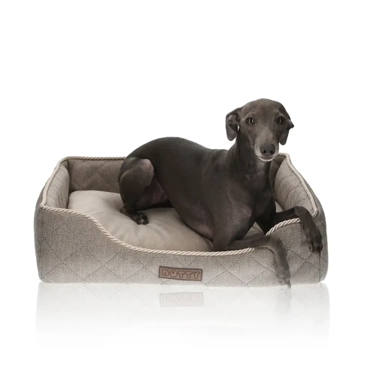Legowisko dla psa DOTTY prostokątne posłanie - pikowane jasny brąz - rozmiar XS
