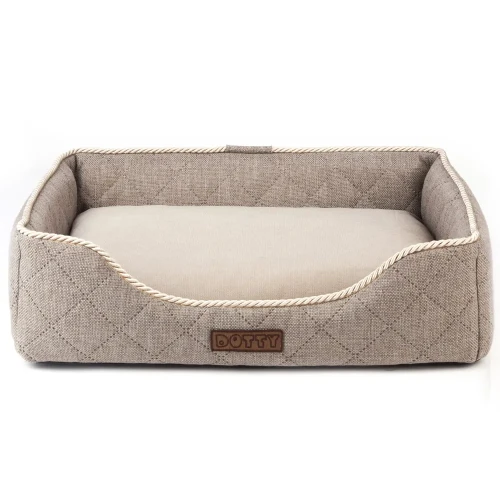 Legowisko dla psa DOTTY prostokątne posłanie - pikowane jasny brąz