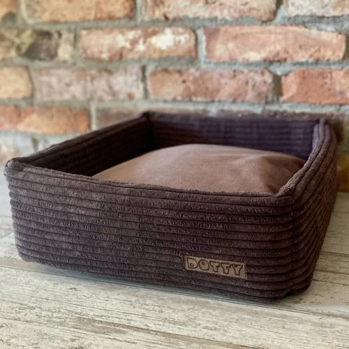 CUBE kwadratowe legowisko dla psa DOTTY - kolor czekoladowy sztruks