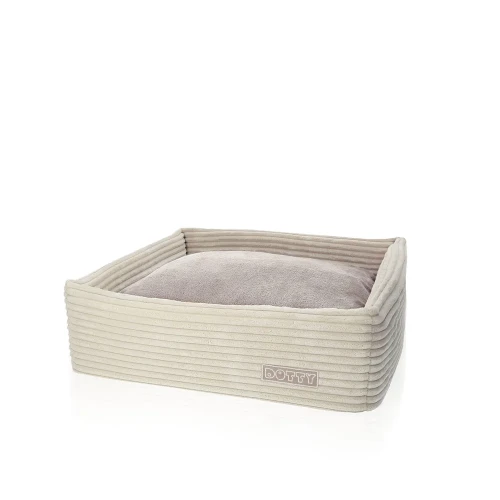 CUBE kwadratowe legowisko dla psa DOTTY - kolor kremowy sztruks