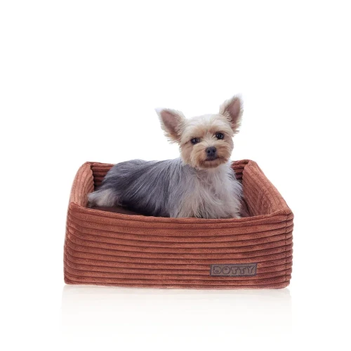 CUBE kwadratowe legowisko dla psa DOTTY - kolor miedziany sztruks