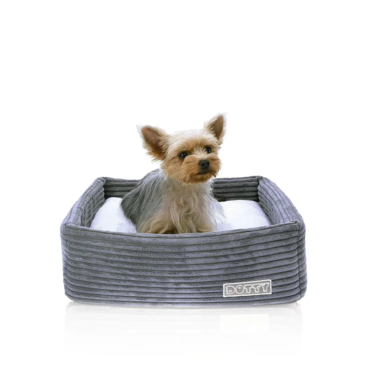 CUBE kwadratowe legowisko dla psa DOTTY - kolor grafitowy sztruks