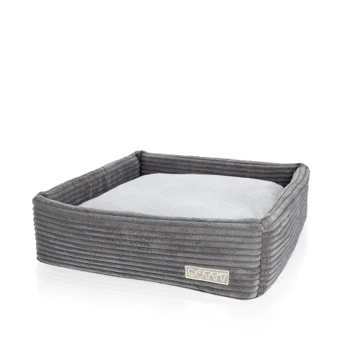 CUBE kwadratowe legowisko dla psa DOTTY - kolor grafitowy sztruks