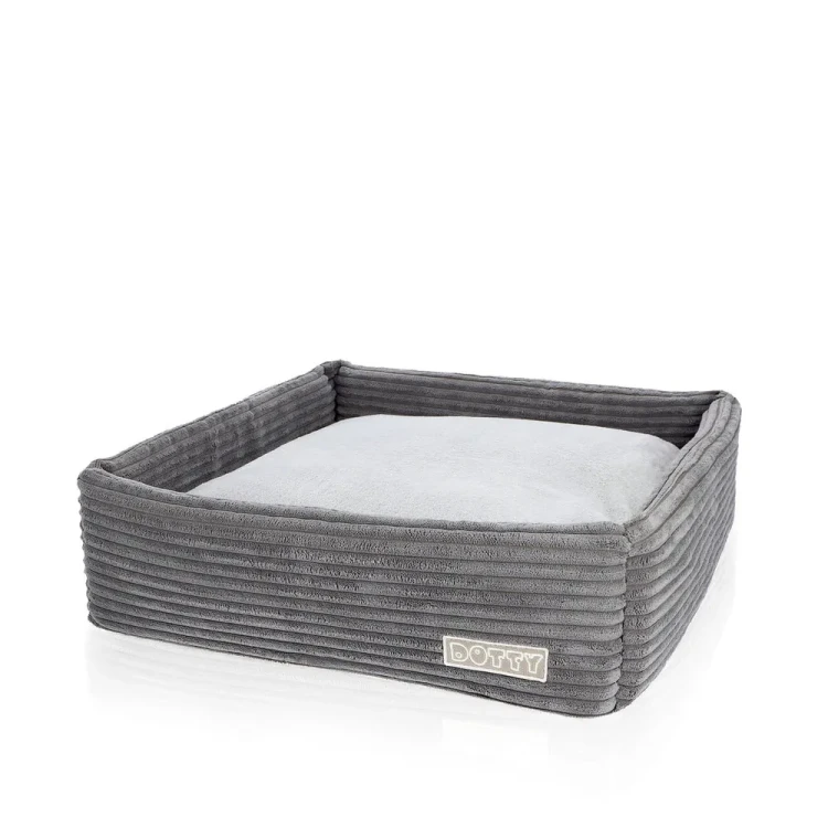 CUBE kwadratowe legowisko dla psa DOTTY - kolor grafitowy sztruks