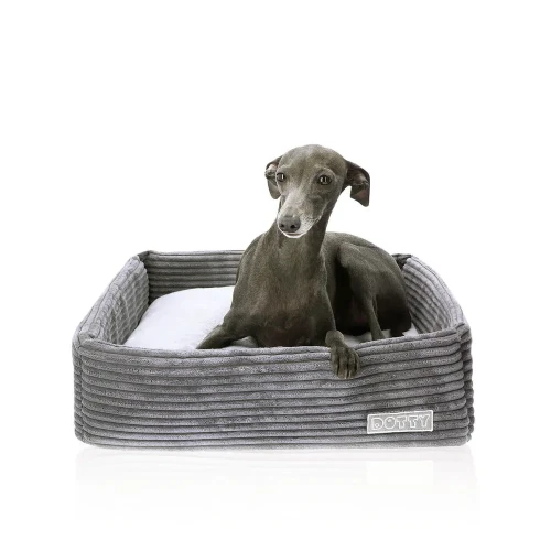 CUBE kwadratowe legowisko dla psa DOTTY - kolor grafitowy sztruks