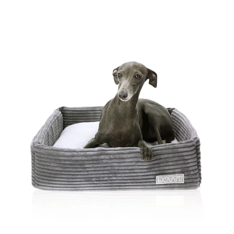 CUBE kwadratowe legowisko dla psa DOTTY - kolor grafitowy sztruks