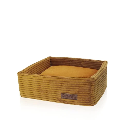CUBE kwadratowe legowisko dla psa DOTTY - kolor musztardowy sztruks