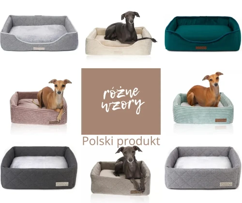 CUBE kwadratowe legowisko dla psa DOTTY - grafitowe pikowane z polarową poduszką