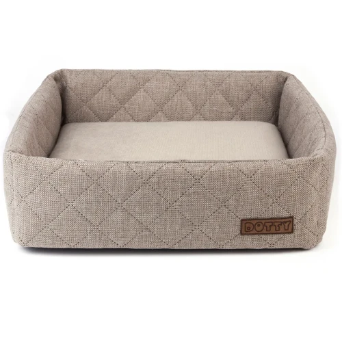 CUBE kwadratowe legowisko dla psa DOTTY - jasny brąz pikowane