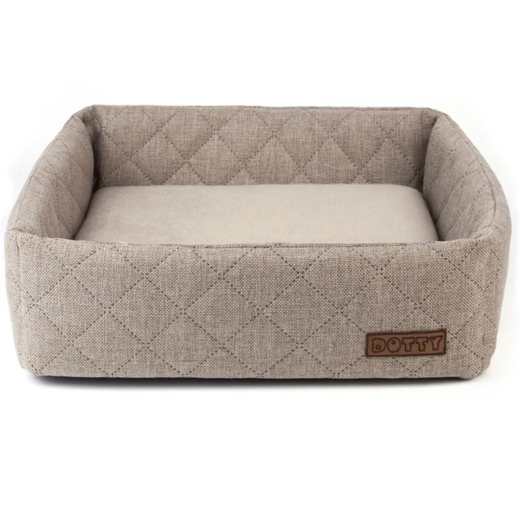 CUBE kwadratowe legowisko dla psa DOTTY - jasny brąz pikowane