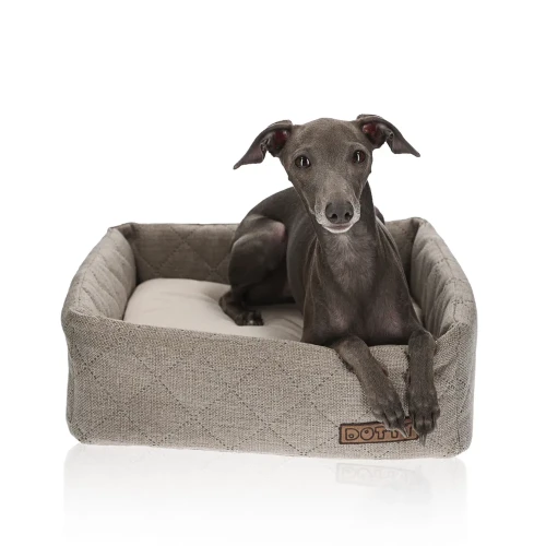 CUBE kwadratowe legowisko dla psa DOTTY - jasny brąz pikowane