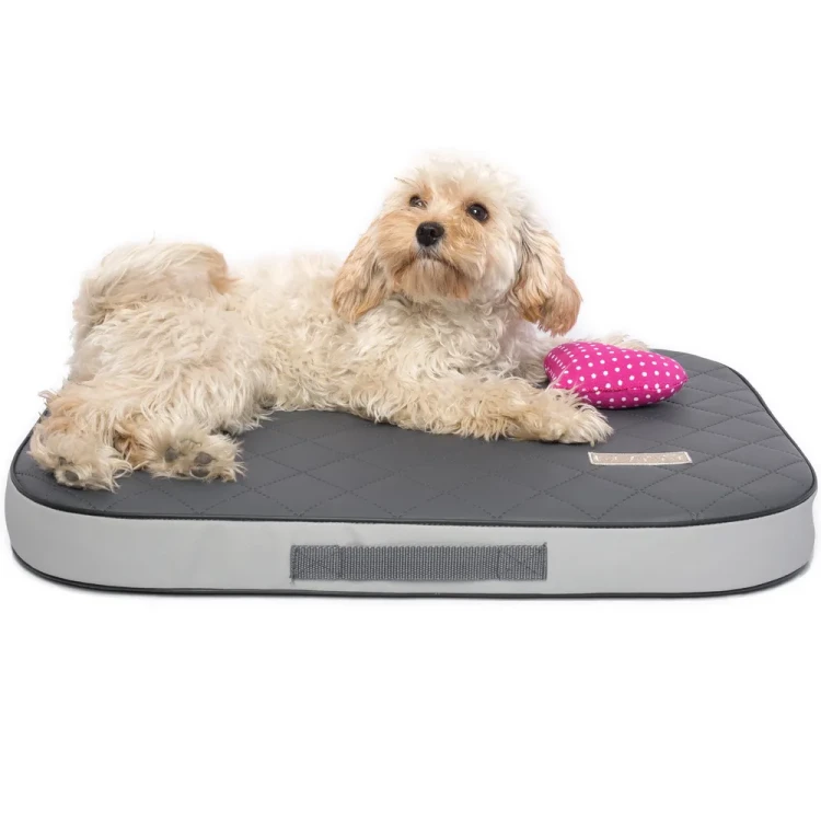 Materac ortopedyczny dla dużego psa XXL - DOTTY - wodoodporny, ekoskóra, kolor grafitowo-szary