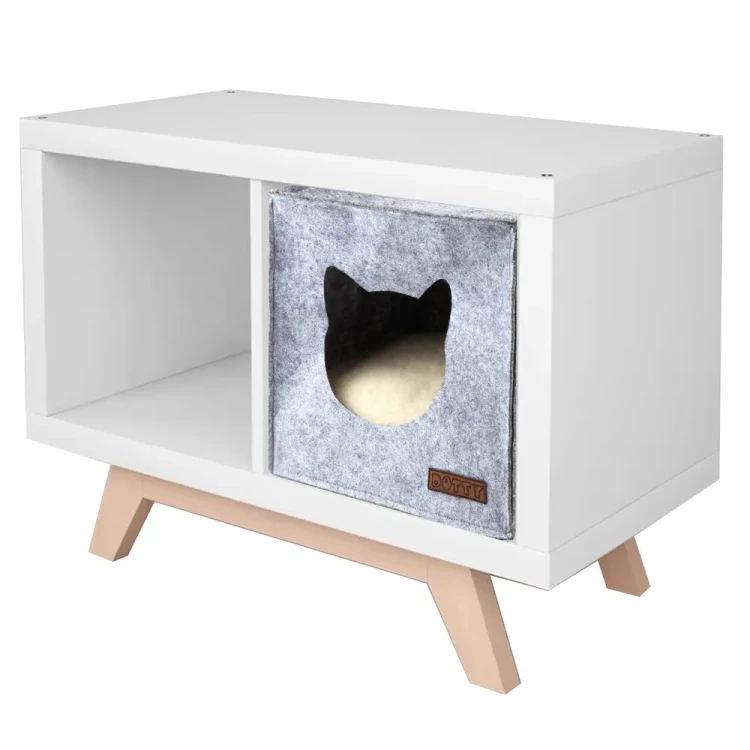 Filcowa budka dla kota DOTTY - szara - do regału KALLAX.webp