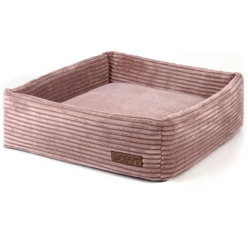 Sztruksowa kanapa dla psa CUBE - kolor pudrowy róż