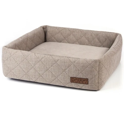 CUBE kwadratowe legowisko dla psa DOTTY - jasny brąz pikowane
