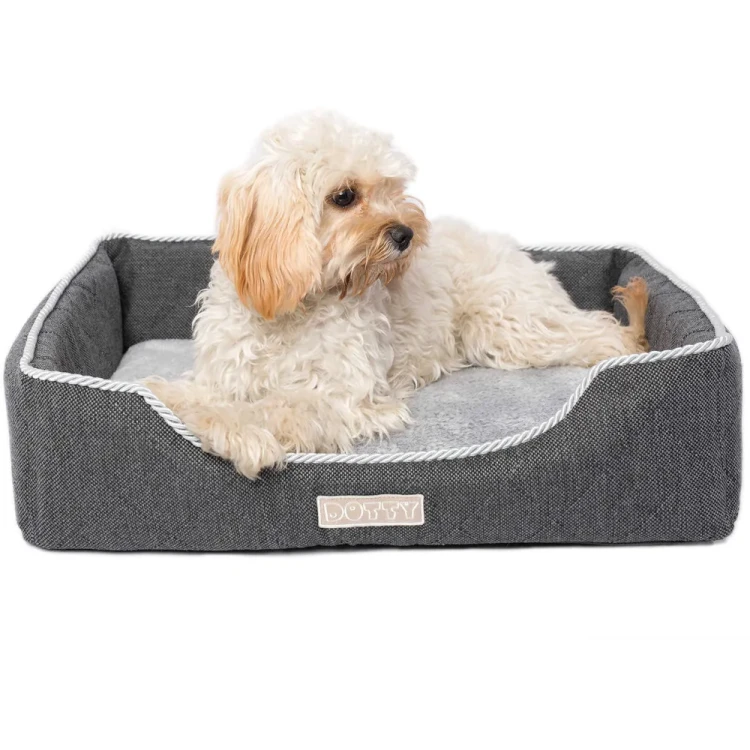 Legowisko dla kota DOTTY prostokątne posłanie - pikowane grafitowe