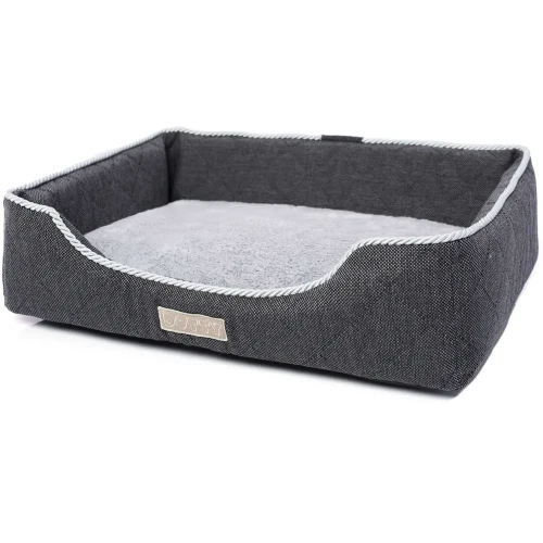 Legowisko dla kota DOTTY prostokątne posłanie - pikowane grafitowe