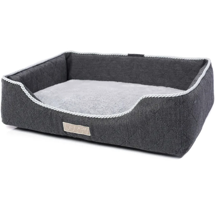 Legowisko dla kota DOTTY prostokątne posłanie - pikowane grafitowe