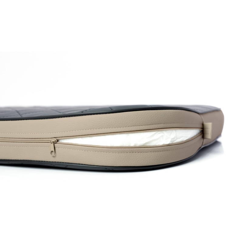 Wodoodporny materac ortopedyczny dla psa - ekoskóra, grafitowo-beżowy