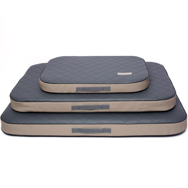 Wodoodporny materac ortopedyczny dla psa - ekoskóra, grafitowo-beżowy