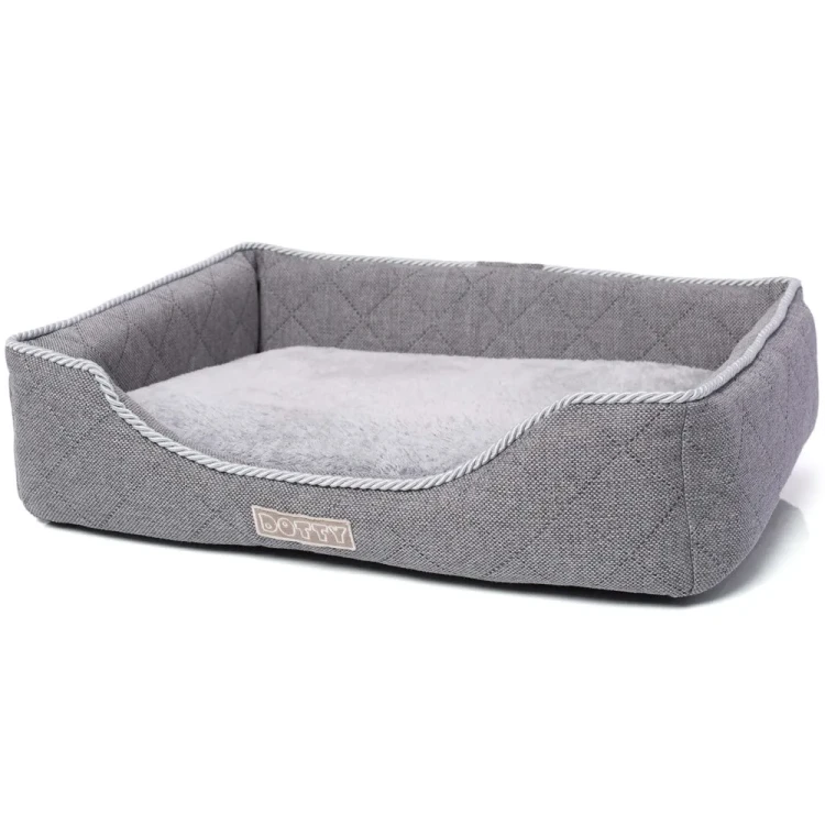Legowisko dla psa DOTTY prostokątne posłanie - pikowane szare