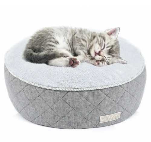 Szara pufa dla kota lub psa DOTTY z szarym misiowatym polarem.webp