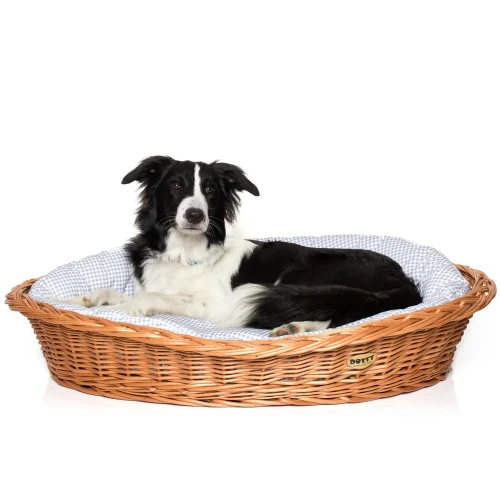 Legowisko  koszyk wiklinowy  beżowa kratka