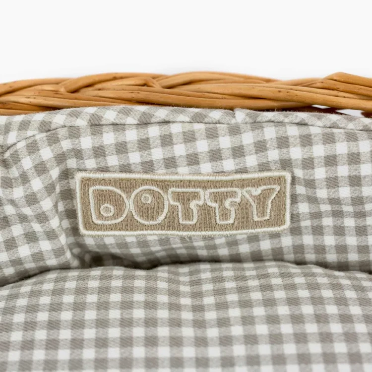 Legowisko  koszyk wiklinowy  beżowa kratka