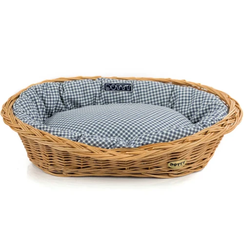 Legowisko  koszyk wiklinowy  niebieska kratka