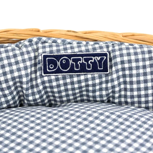 Legowisko  koszyk wiklinowy  niebieska kratka