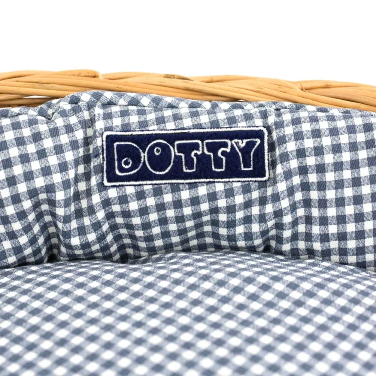 Legowisko  koszyk wiklinowy  niebieska kratka