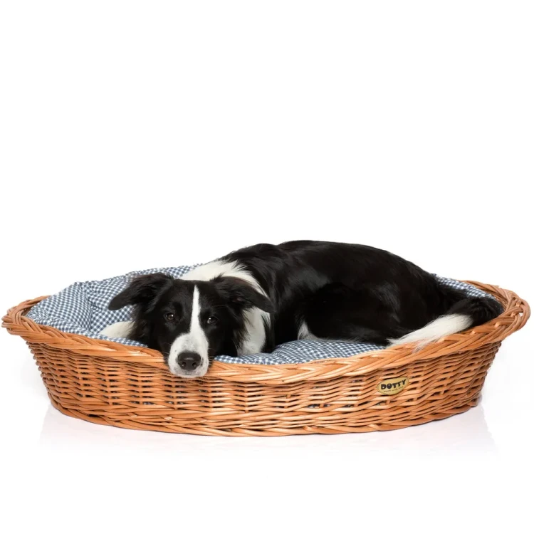 Legowisko  koszyk wiklinowy  niebieska kratka