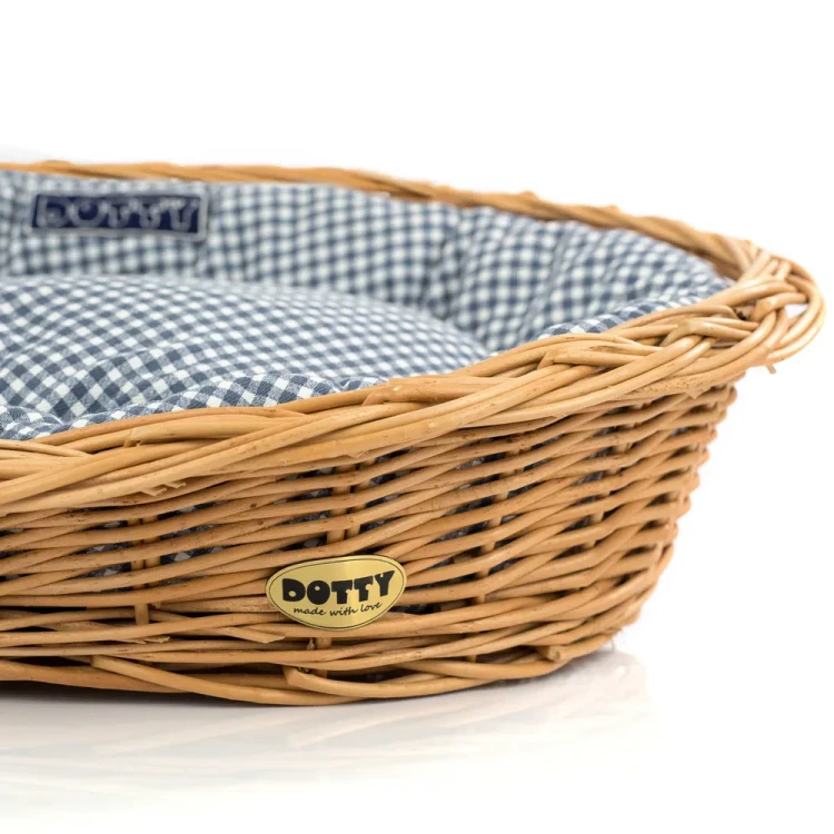 Legowisko  koszyk wiklinowy  niebieska kratka