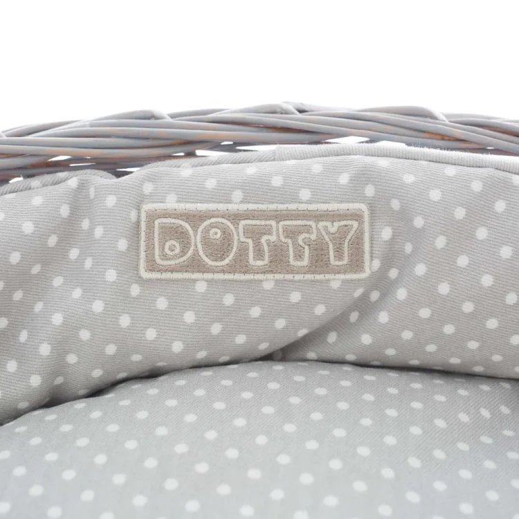 Legowisko dla kota  koszyk szary  szary w białe groszki4.webp