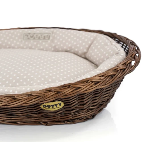 Legowisko  koszyk brązowy  beżowy w białe groszki