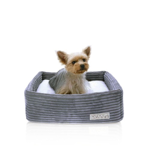 CUBE kwadratowe legowisko dla psa DOTTY - kolor grafitowy sztruks
