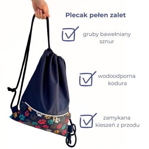 Workoplecak - granatowe łapki