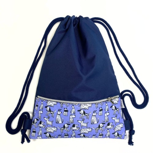 Workoplecak - fioletowe pieski - przód