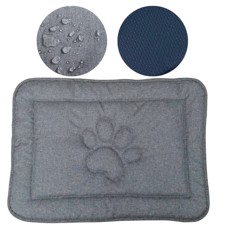 Mata dla psa DOTTY - szara - wzór łapka