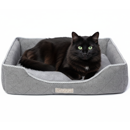 Legowisko dla kota prostokątne posłanie - pikowane szare