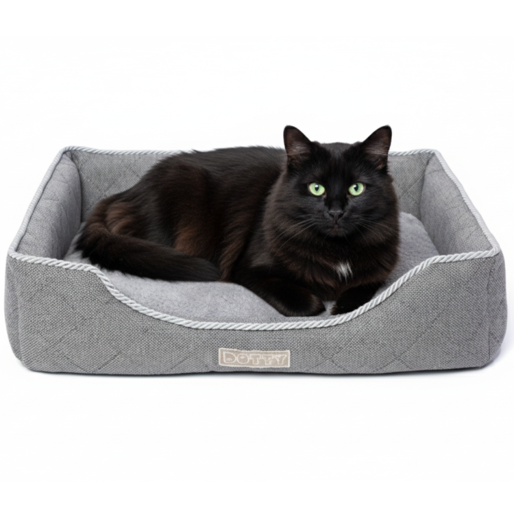 Legowisko dla kota prostokątne posłanie - pikowane szare