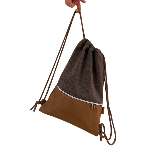 Workoplecak DOTTY - brązowy z zamszową kieszonką