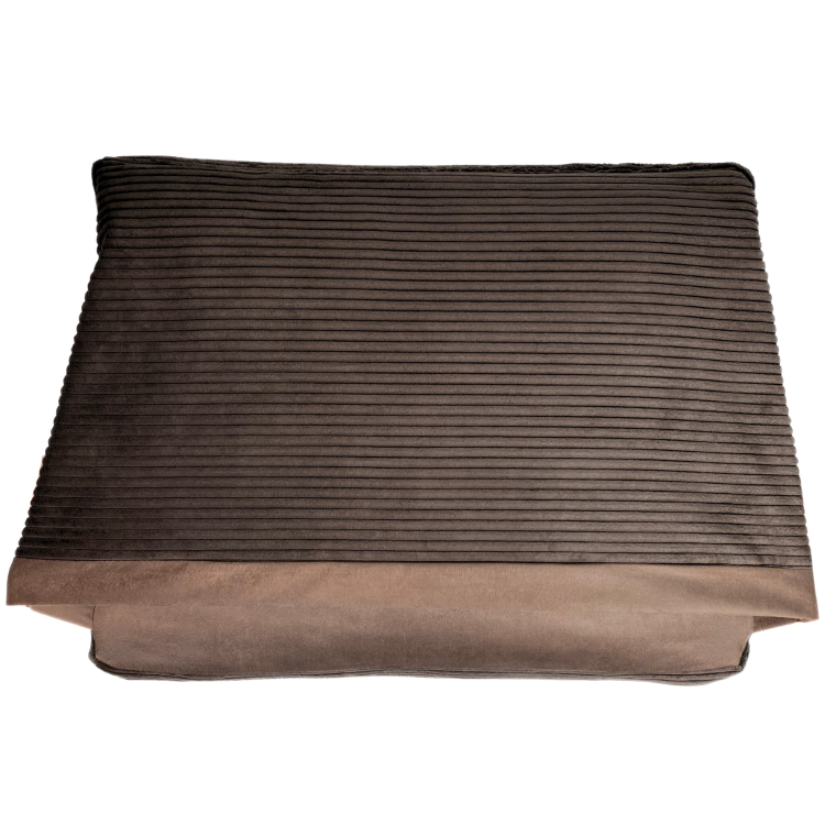 Legowisko norka ortopedyczna - wzór brązowy sztruks z welurem