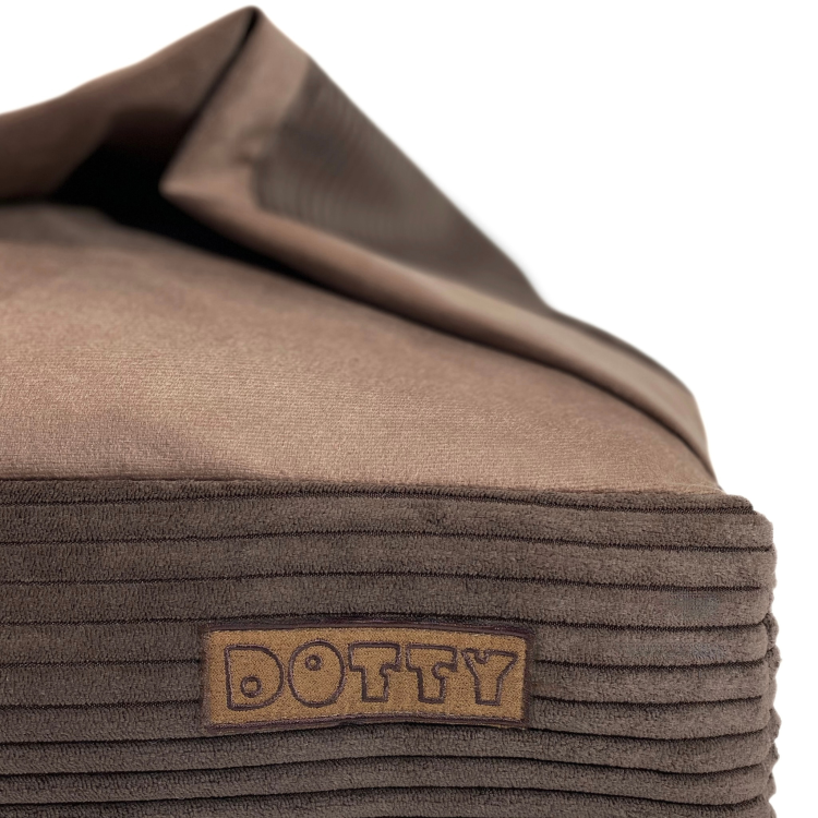 Legowisko norka ortopedyczna - wzór brązowy sztruks z welurem