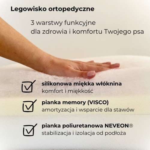 Legowisko norka ortopedyczna - wzór brązowy sztruks z welurem